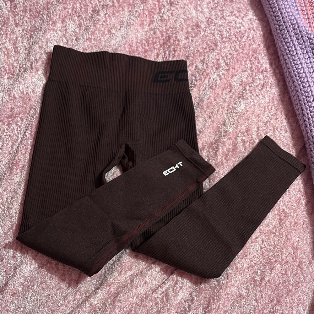 ECHT maroon Ribbed Leggings - Picture 2 of 2
